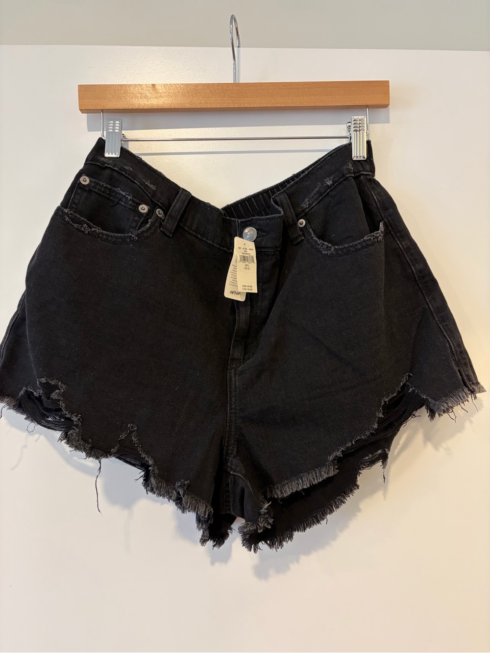 American Eagle Frayed Hem Black Denim Women's Shorts